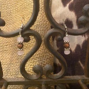 Light Pink and Copper Bead Earrings